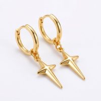 Dangle simple Cross Earrings gold plated for Men