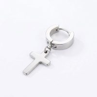 Dangling Cross Earrings huggies for Mens stainless steel