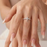 Diamond Cross Rings for Women stone moissanite 925 silver sterling