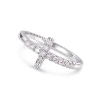 Diamond Cross Rings for Women stone moissanite 925 silver sterling, GRA certified
