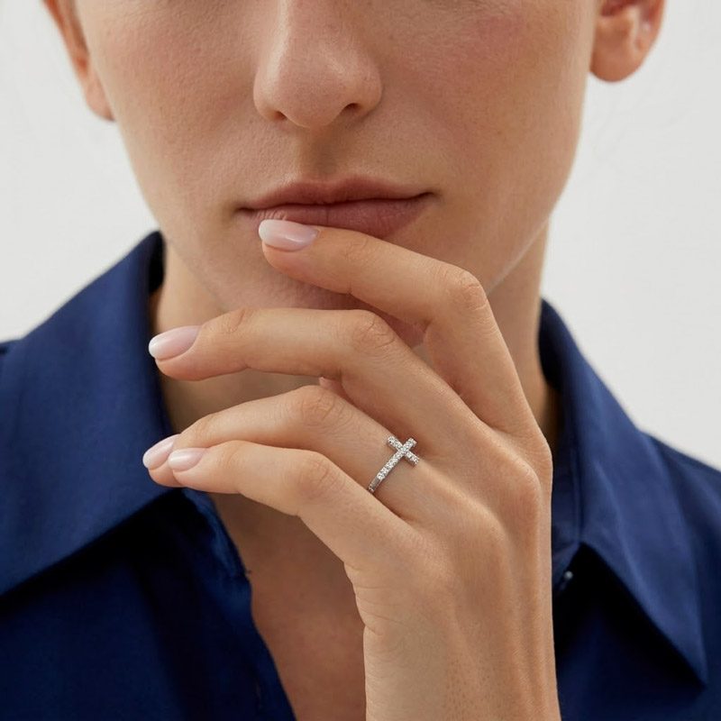 diamond moissanite cross rings for women ivory diamond moissanite cross rings for women ivory