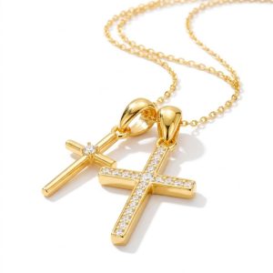 double cross necklace gold​