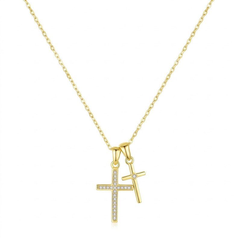 Double Cross Necklace Gold​