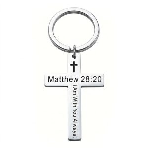 faith keychain cross stainless steel