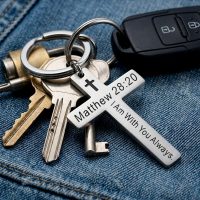 Faith Keychain verse bible cross keychain stainless steel