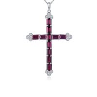 Garnet cross Necklace with Natural Rhodolite