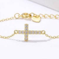 Gold Cross Bracelet for Women 18k plated with cubic zircon stone