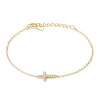 Gold Cross Bracelet for Women 18k plated with cubic zircon stone ajustable