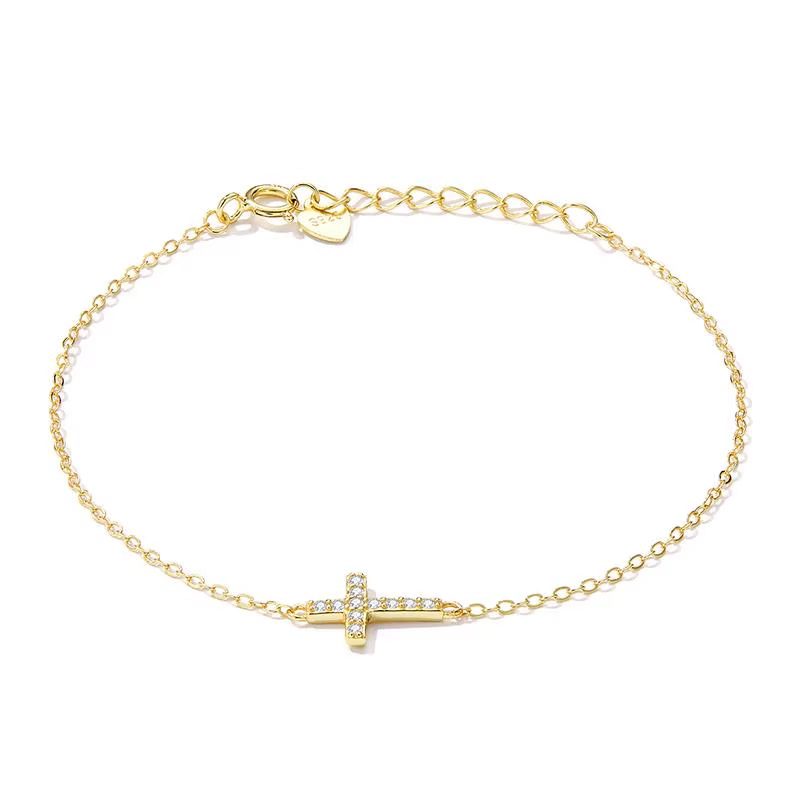 Gold Cross Bracelet for Women 18k plated with cubic zircon stone ajustable Gold Cross Bracelet for Women 18k plated with cubic zircon stone ajustable