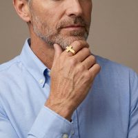 18k Gold pvd stainless steel Cross Ring for Mens