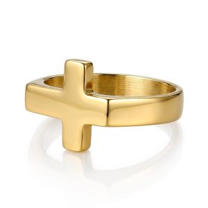 gold cross ring large for mens