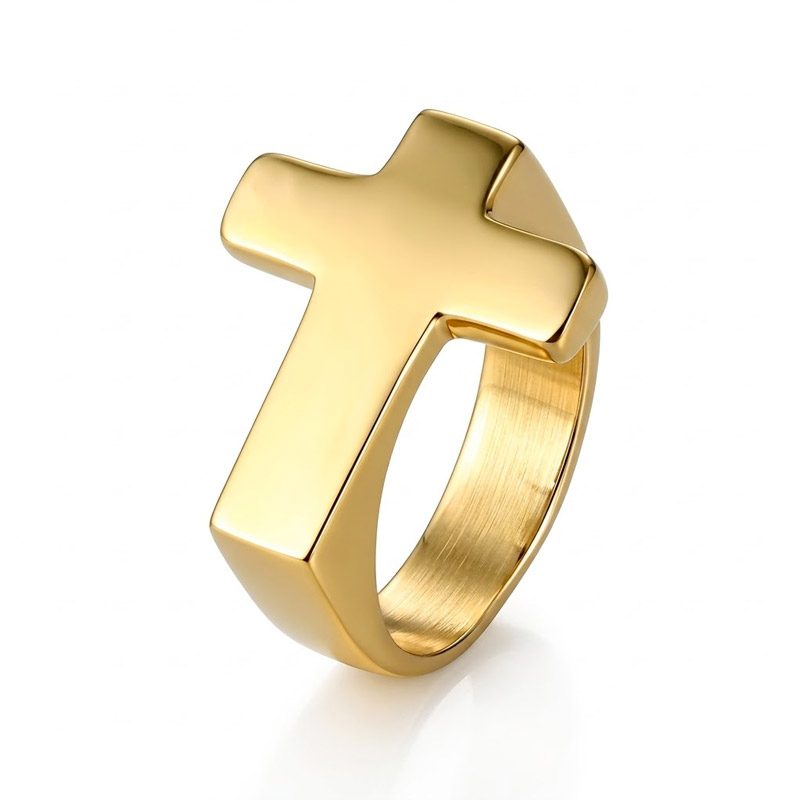 gold cross ring mens