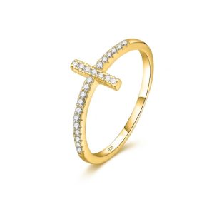 gold cross ring with diamonds​