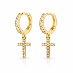 Diamond Cross Earrings Dangle Mens – Varro