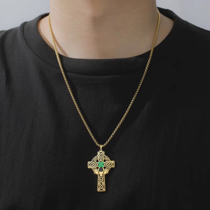Gold Irish celtic Cross Necklace for mens Gold Irish celtic Cross Necklace for mens