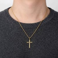 Gold Plated Cross Pendant 18k plated, base 925 silver sterling for mens