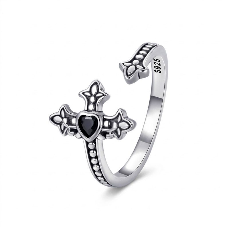 gothic cross ring ajustable cross opening ring