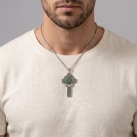 Irish Celtic Cross Necklace 925 sterling silver for mens