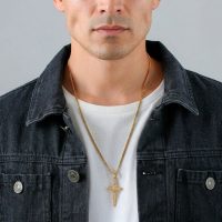 Large Crucifix Necklace for Men gold 18k pvd