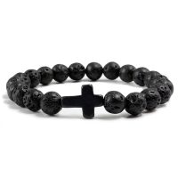 lava stone cross bracelet