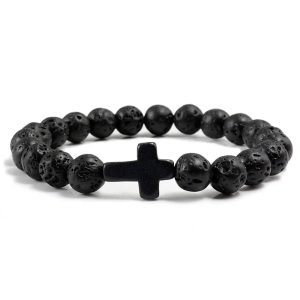 lava stone cross bracelet