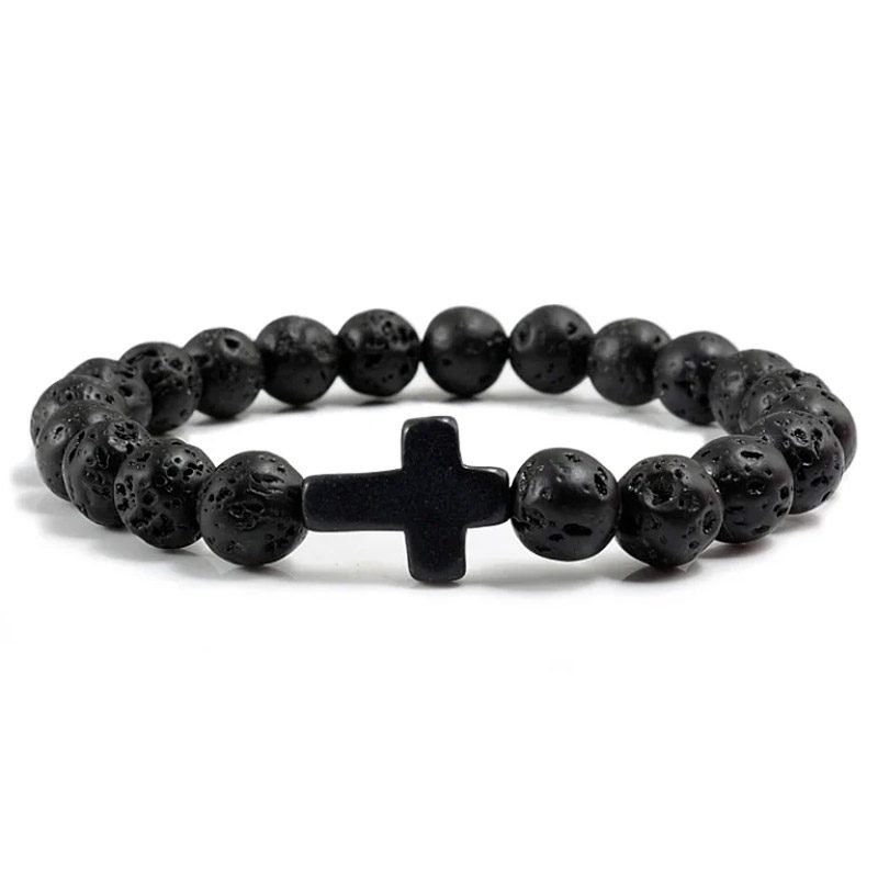 lava stone cross bracelet