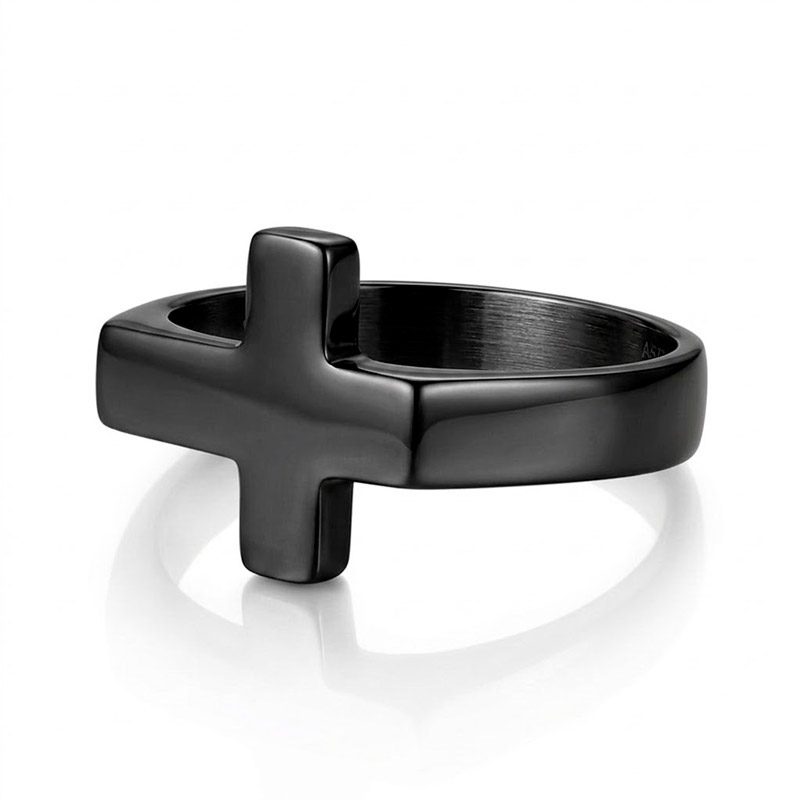 Mens Black Cross Ring Stainless Steel Mens Black Cross Ring Stainless Steel