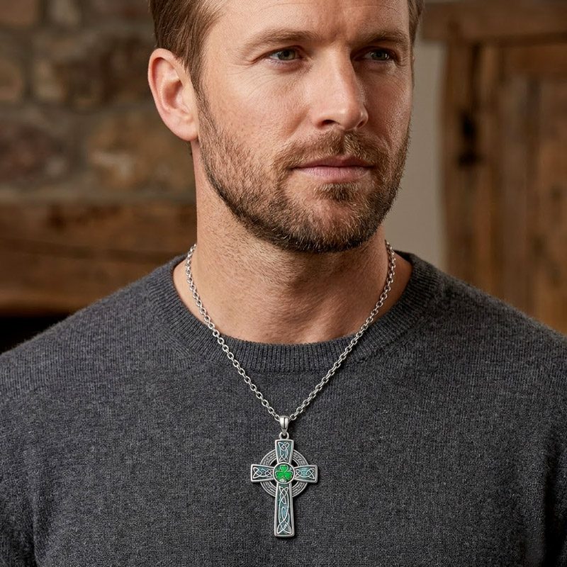 Mens Irish Cross Necklace celtic Mens Irish Cross Necklace celtic