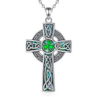 Mens Irish Cross Necklace with cable chain silver 20" or 18"
