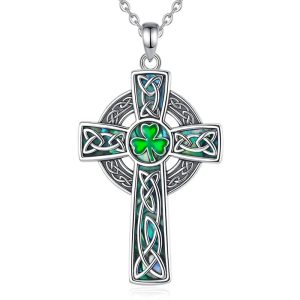 Mens Irish Cross Necklace with cable chain silver 20" or 18"
