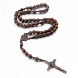 Mens Rosary Necklace wooden
