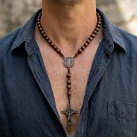 Mens Rosary Necklace wooden