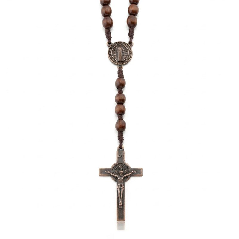 mens wooden crucifix necklace Mens Rosary Necklace wooden
