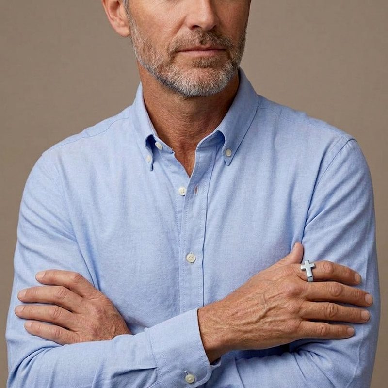 Mens Silver Cross Ring signet band stainless steel Mens Silver Cross Ring signet band stainless steel