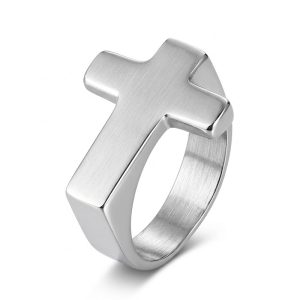 mens silver cross ring​