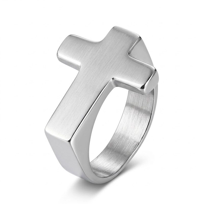 mens silver cross ring​