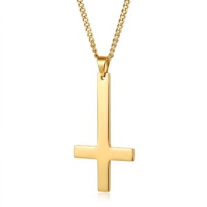 Men's Upside Down Cross Necklace​ gold