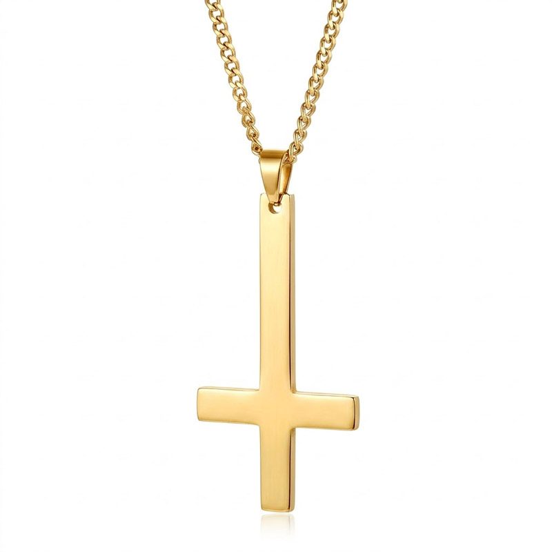 Men's Upside Down Cross Necklace​ gold