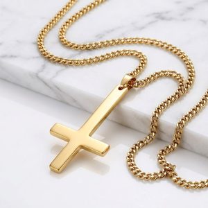 men's upside down cross necklace​