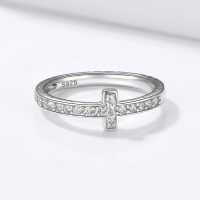 Moissanite Cross Ring 925 silver sterling
