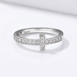 Moissanite Cross Ring 925 silver sterling