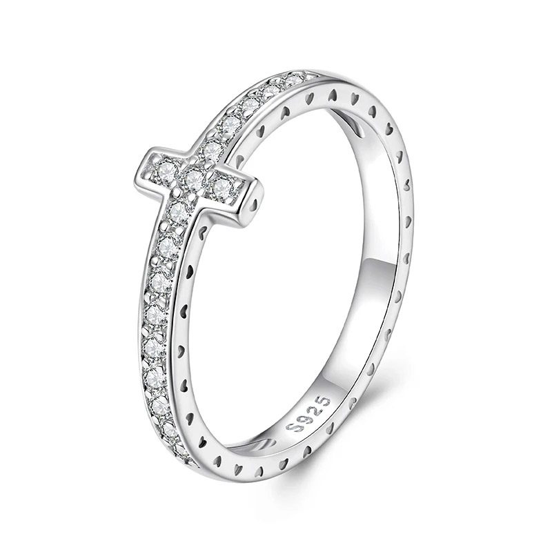 Moissanite Cross Ring 925 silver sterling