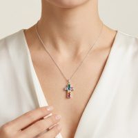 Multicolor Cross Pendant 925 silver sterling with zircon cubic stone multicolor for womens