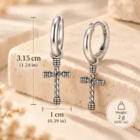 Rope cross hoop marked at 1.24 in long and 0.39 in wide, weight 0.07 oz