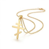 Russian Orthodox Cross Necklace Gold stainless steel 14k gold pvd