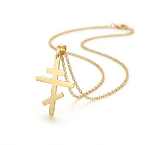 Russian Orthodox Cross Necklace Gold stainless steel 14k gold pvd