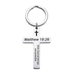 Scripture Keychain verse 19:26 stainless steel