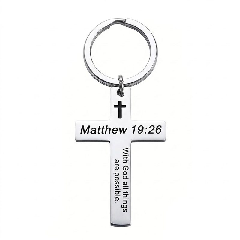 Scripture Keychain verse 19:26 stainless steel