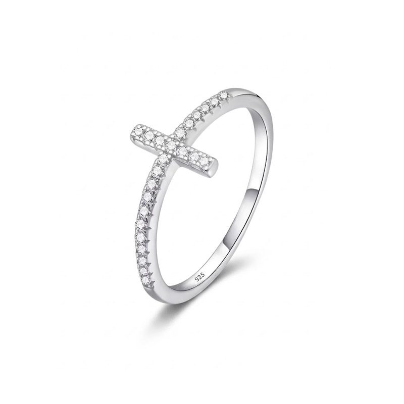 sideways cross ring silver