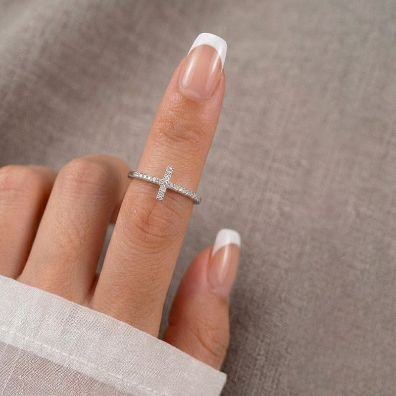 Sideways Cross Ring 925 sterlign silver with zircon cubic diamond for womens Sideways Cross Ring 925 sterlign silver with zircon cubic diamond for womens